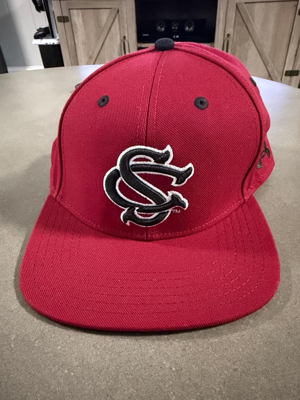 Under Armour Red and Black Baseball Cap with Embroidered Logo